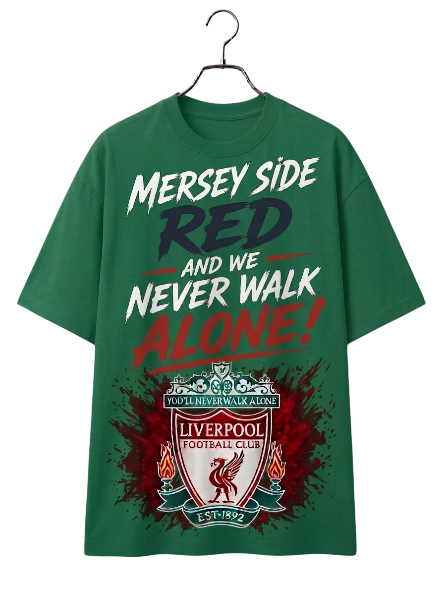Merch-Style Graphic T-Shirt — "Mercy Side Need Never Walk Alone" Fan Tee