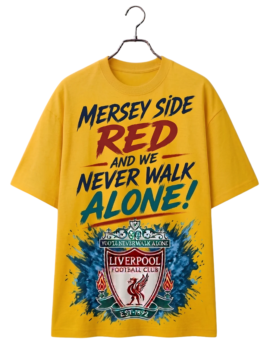 Merch-Style Graphic T-Shirt — "Mercy Side Need Never Walk Alone" Fan Tee