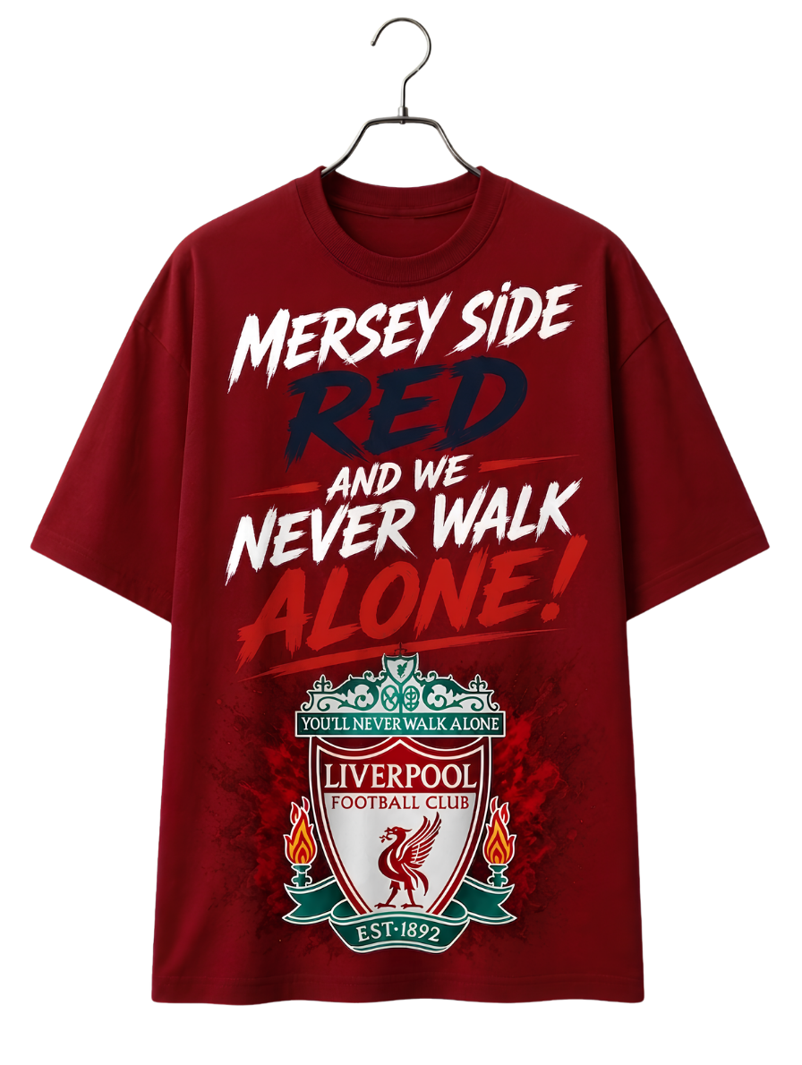 Merch-Style Graphic T-Shirt — "Mercy Side Need Never Walk Alone" Fan Tee