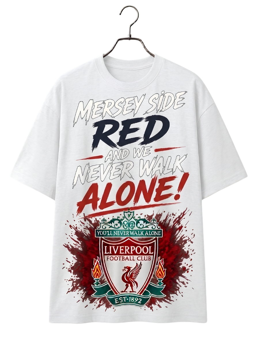 Merch-Style Graphic T-Shirt — "Mercy Side Need Never Walk Alone" Fan Tee