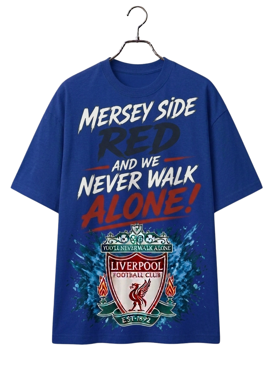 Merch-Style Graphic T-Shirt — "Mercy Side Need Never Walk Alone" Fan Tee