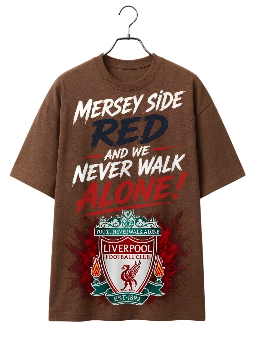 Merch-Style Graphic T-Shirt — "Mercy Side Need Never Walk Alone" Fan Tee