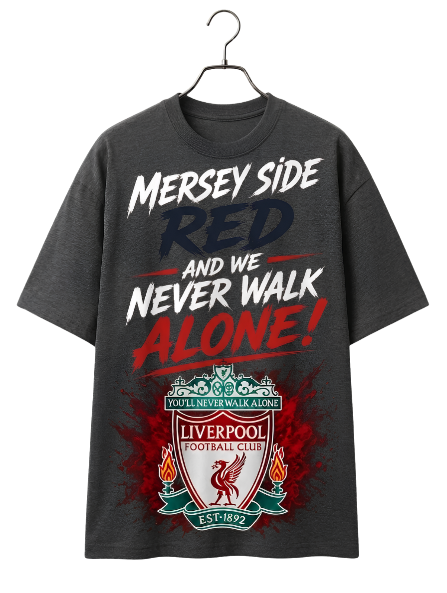 Merch-Style Graphic T-Shirt — "Mercy Side Need Never Walk Alone" Fan Tee