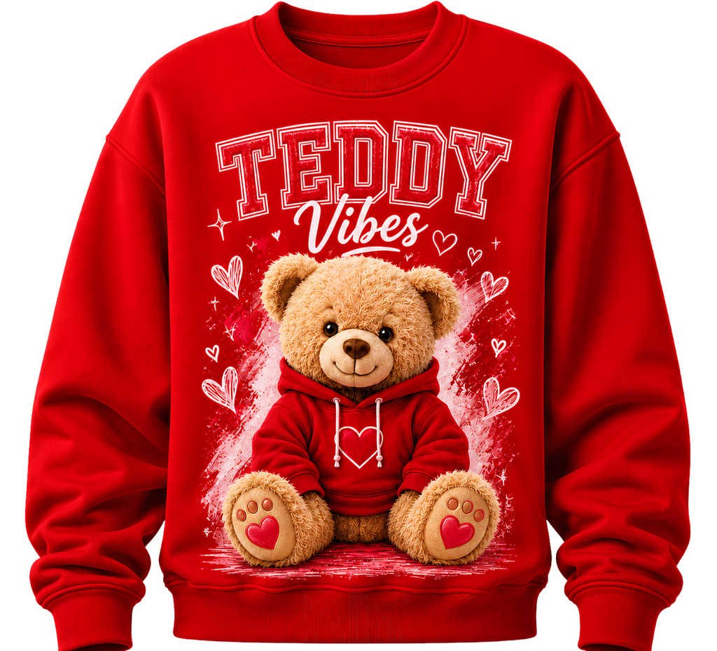 Teddy Bear Graphic Zip Hoodie - Cute Pink 'TEDDY' Design