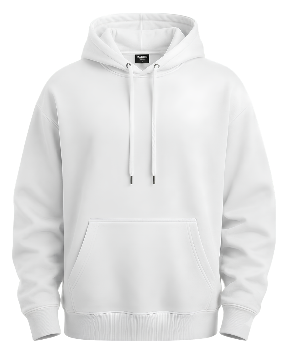 Eco Raglan Hoodie — Minimal Embroidered White Hooded Sweatshirt