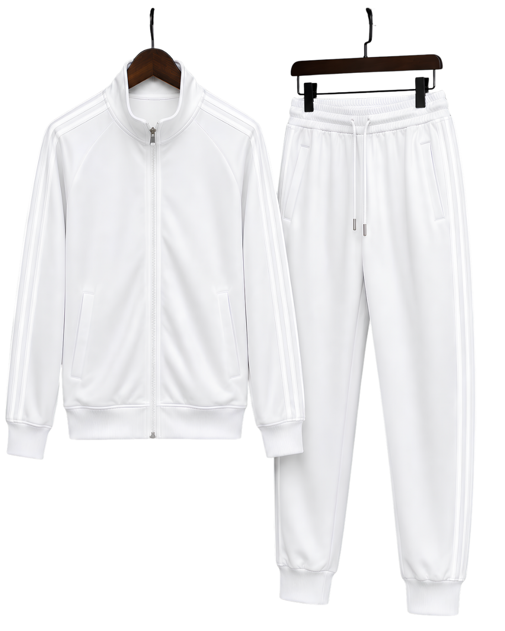 Minimal White Athletic Joggers — Slim Fit AOP Sport Pants