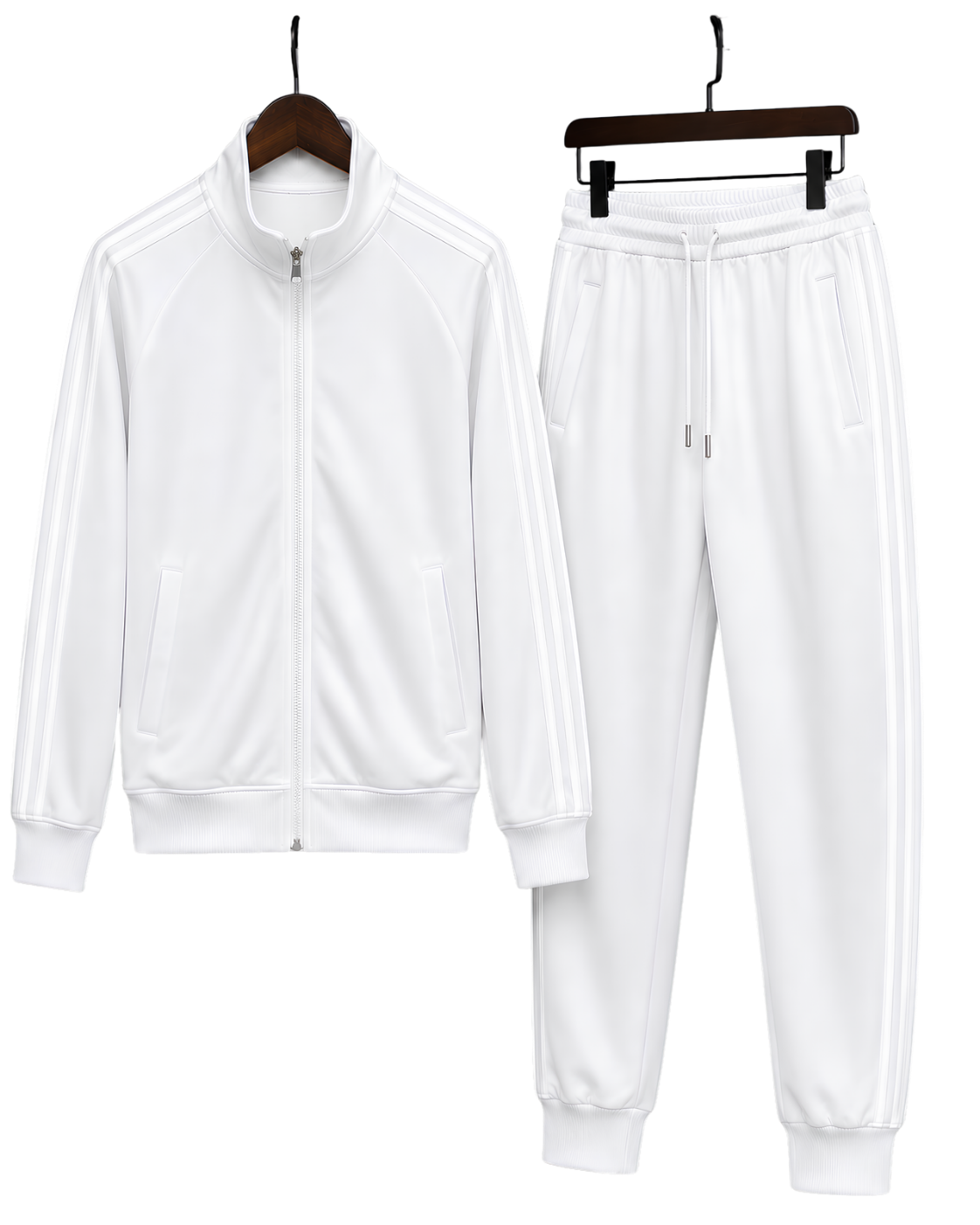 Minimal White Athletic Joggers — Slim Fit AOP Sport Pants