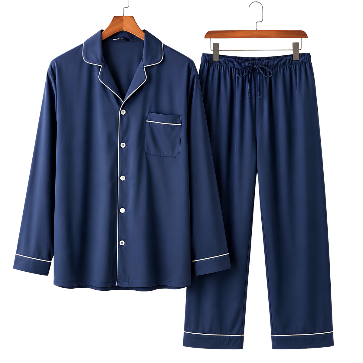 Women's Pajama Pants - Soft White Loungewear with Navy Shirt Print