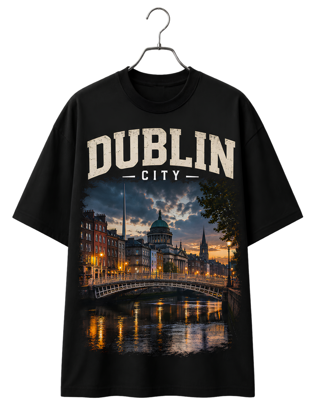 Dublin Nightscape T-Shirt — Vintage Pub Photo Tee