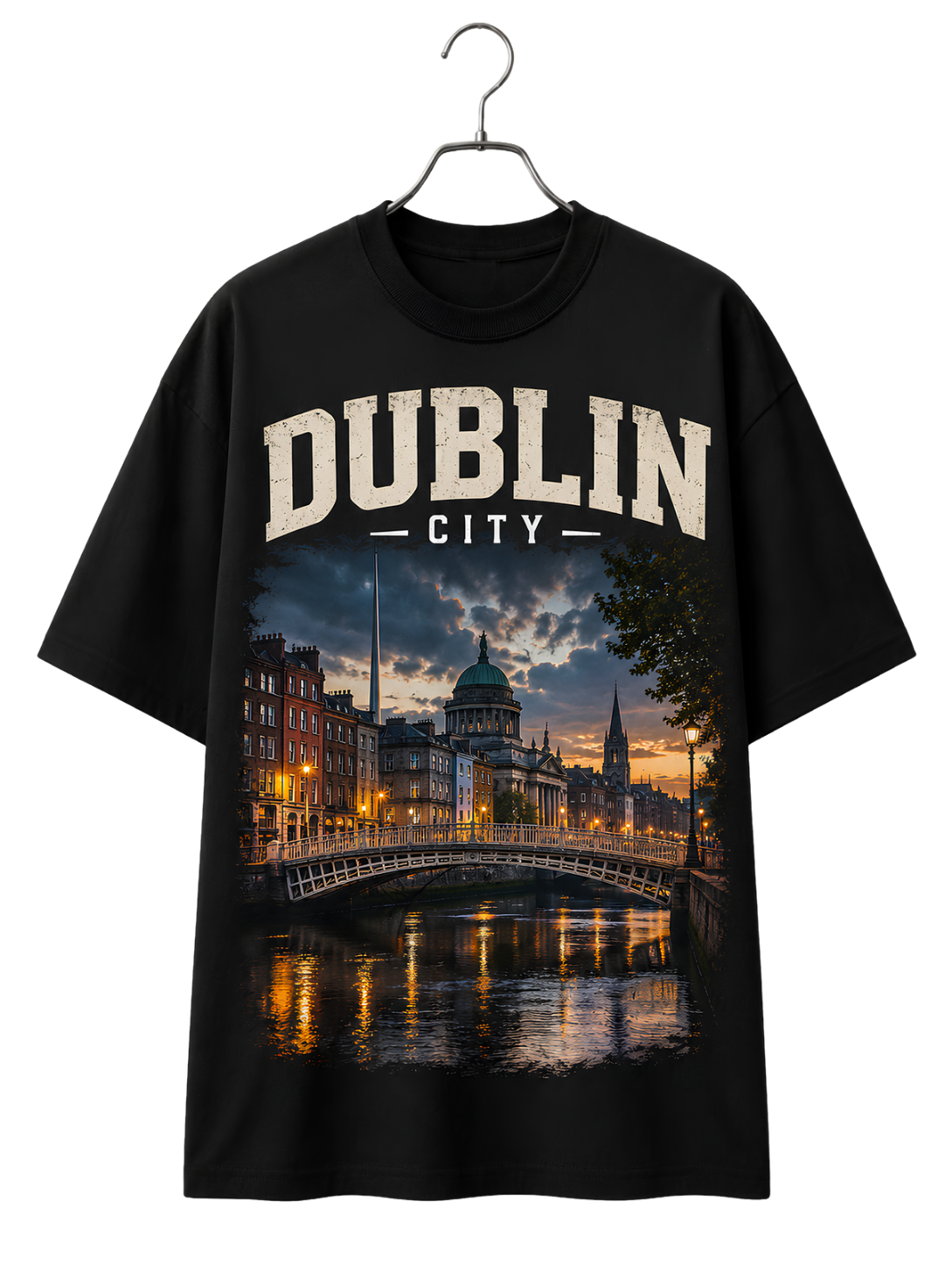 Dublin Nightscape T-Shirt — Vintage Pub Photo Tee