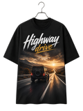 Highway Sunset Tee — Vintage Road Trip Graphic T-Shirt