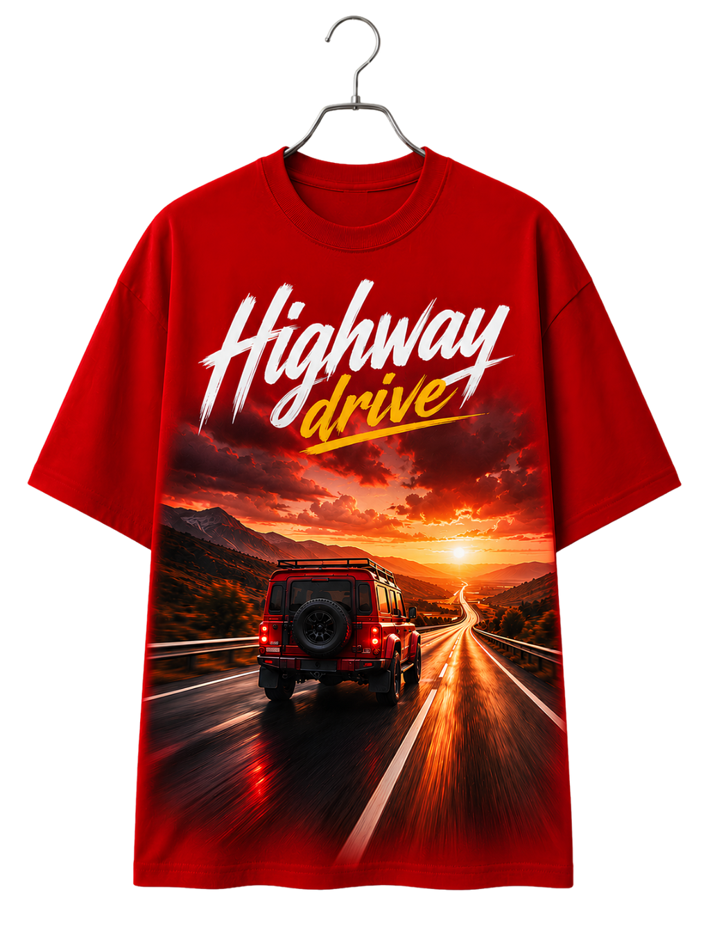 Highway Sunset Tee — Vintage Road Trip Graphic T-Shirt
