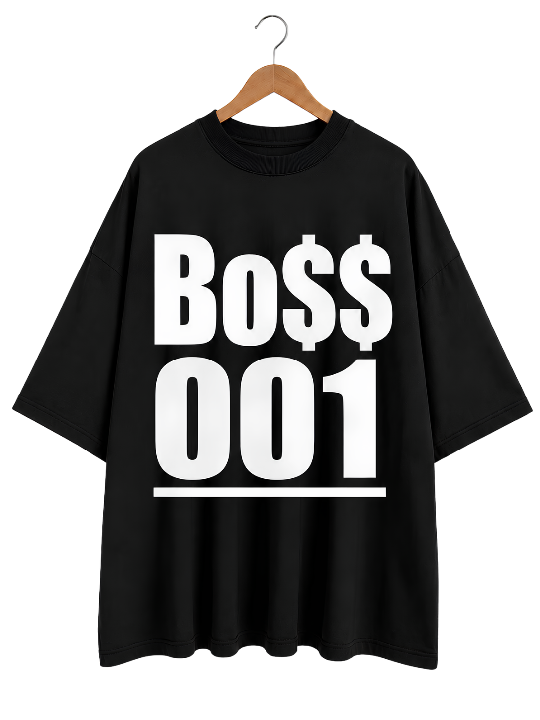 Boss 001 Graphic Tee — Minimalist Red Logo Short Sleeve T-Shirt