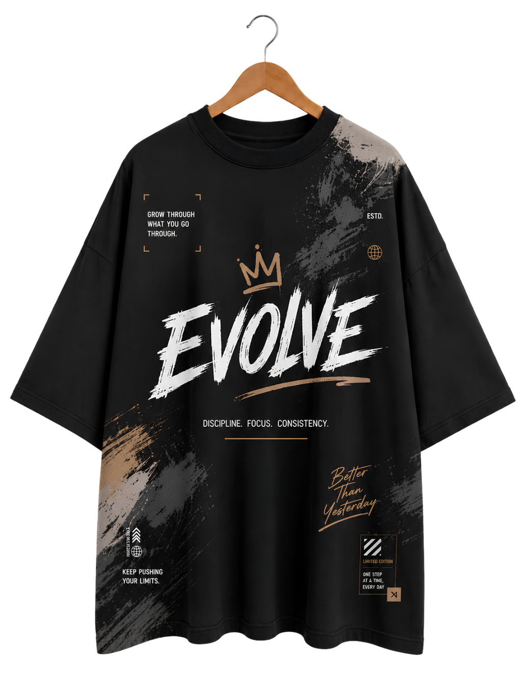 T-Shirt — 'Evolve' Graphic Tee, Minimal Vintage Band-Style Design