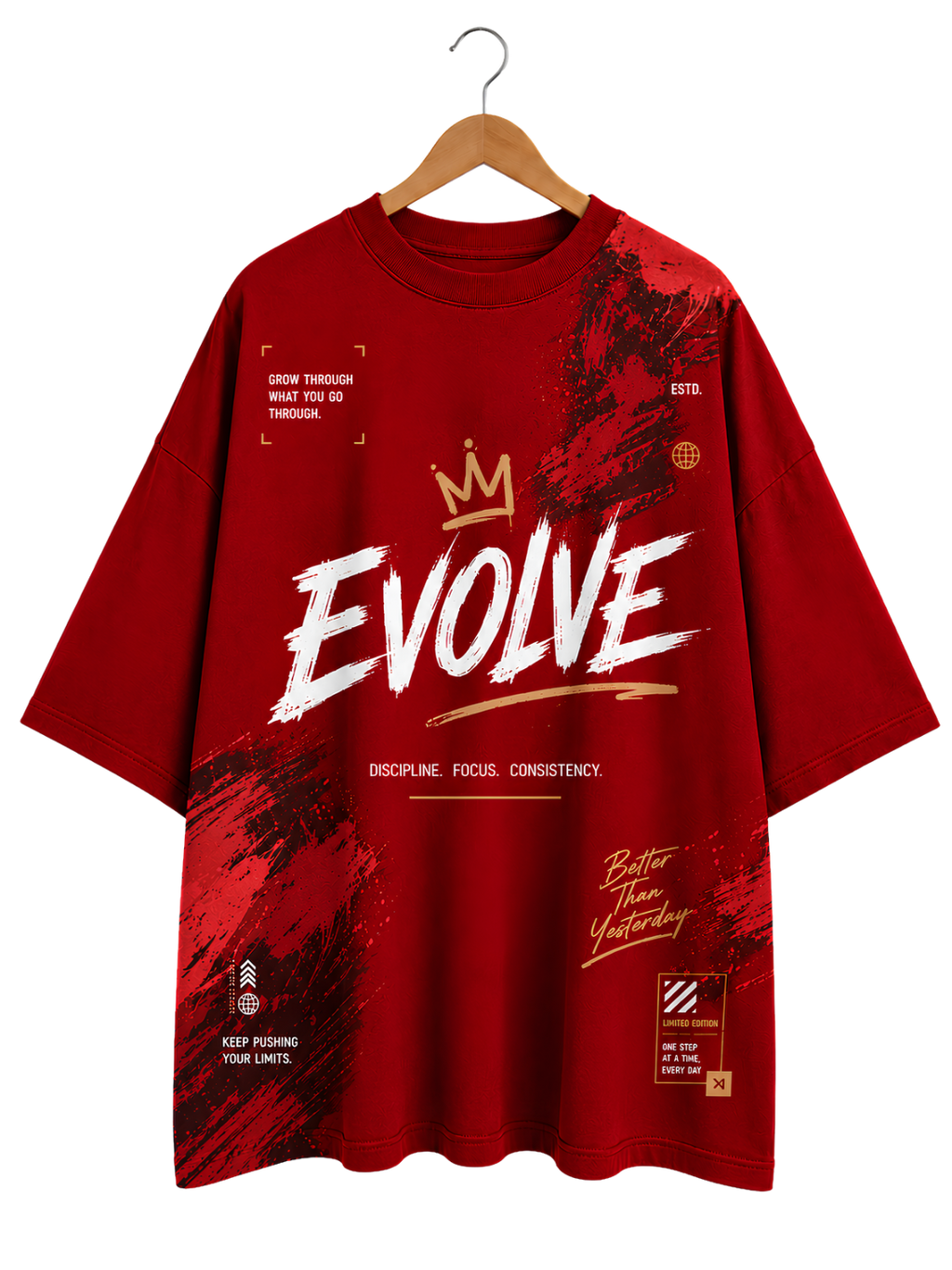 T-Shirt — 'Evolve' Graphic Tee, Minimal Vintage Band-Style Design