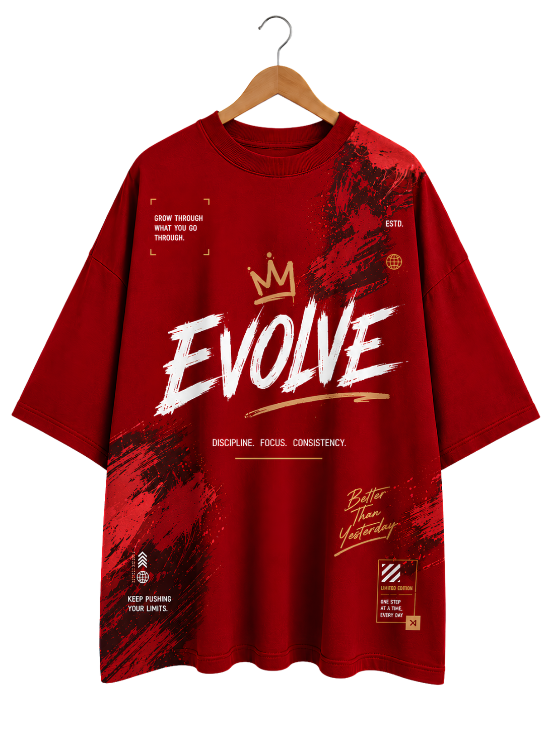 T-Shirt — 'Evolve' Graphic Tee, Minimal Vintage Band-Style Design