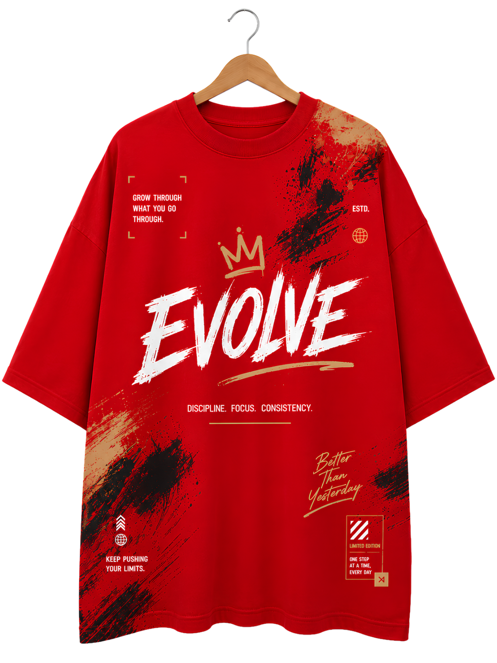 T-Shirt — 'Evolve' Graphic Tee, Minimal Vintage Band-Style Design