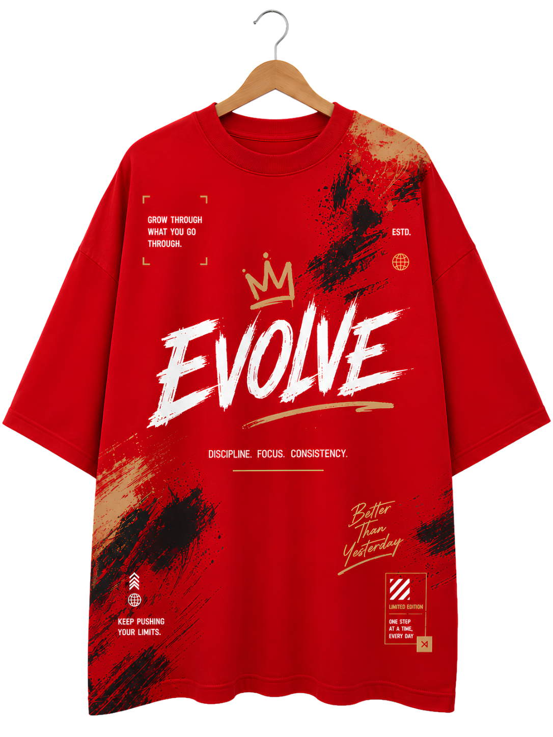 T-Shirt — 'Evolve' Graphic Tee, Minimal Vintage Band-Style Design