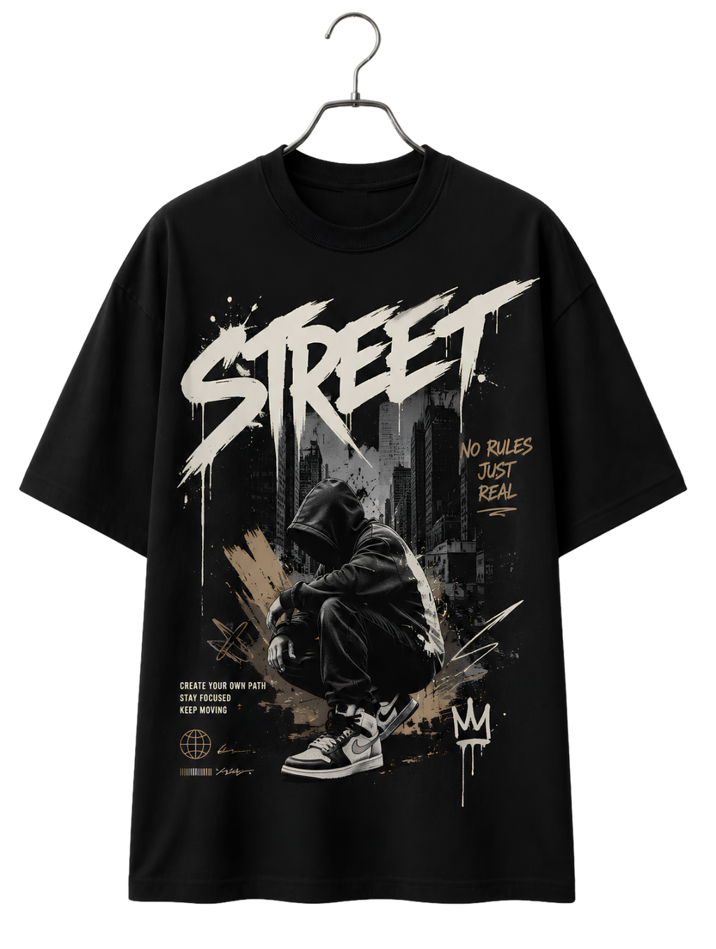 Street Skate Graphic Tee — 'STREET' Hanger Skateboarder Print