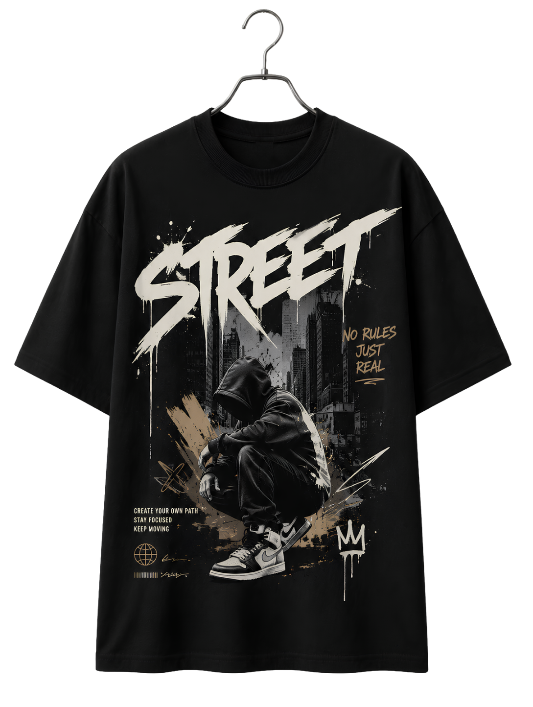 Street Skate Graphic Tee — 'STREET' Hanger Skateboarder Print