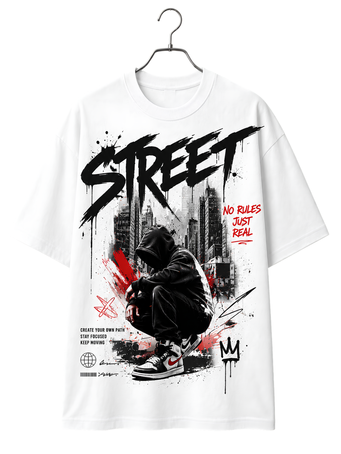 Street Skate Graphic Tee — 'STREET' Hanger Skateboarder Print