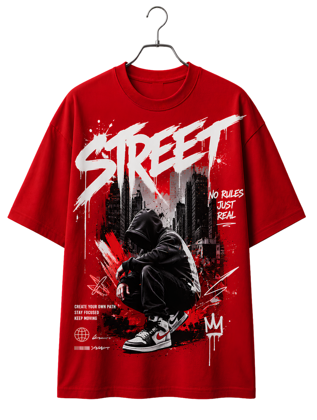 Street Skate Graphic Tee — 'STREET' Hanger Skateboarder Print