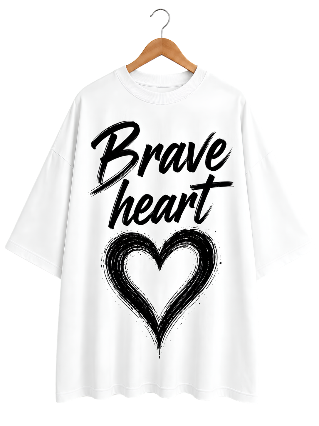 Brave Heart T-Shirt — Minimal Handwritten Heart Graphic Tee