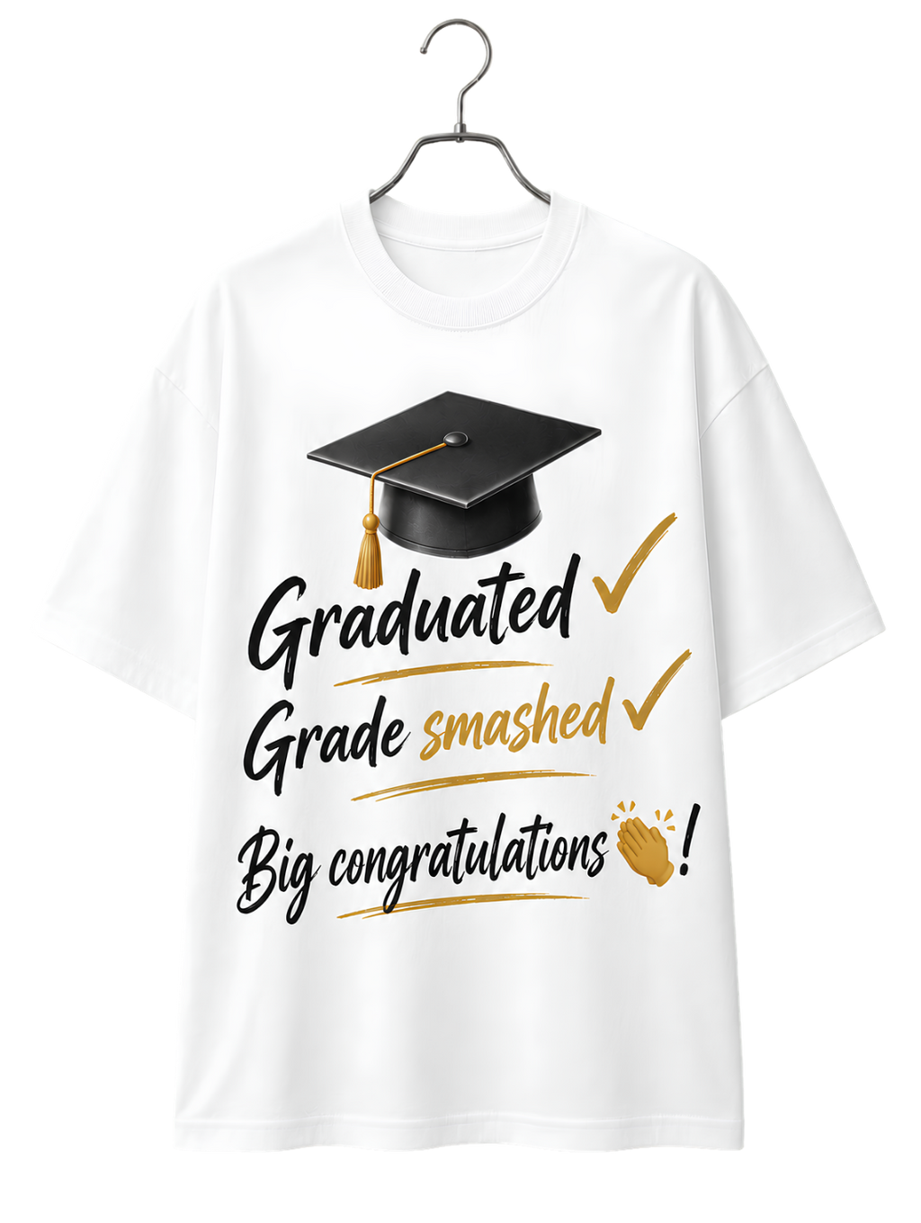 Graduation Cap & Congrats Tee — 'Congrats Graduate' Cotton T-Shirt