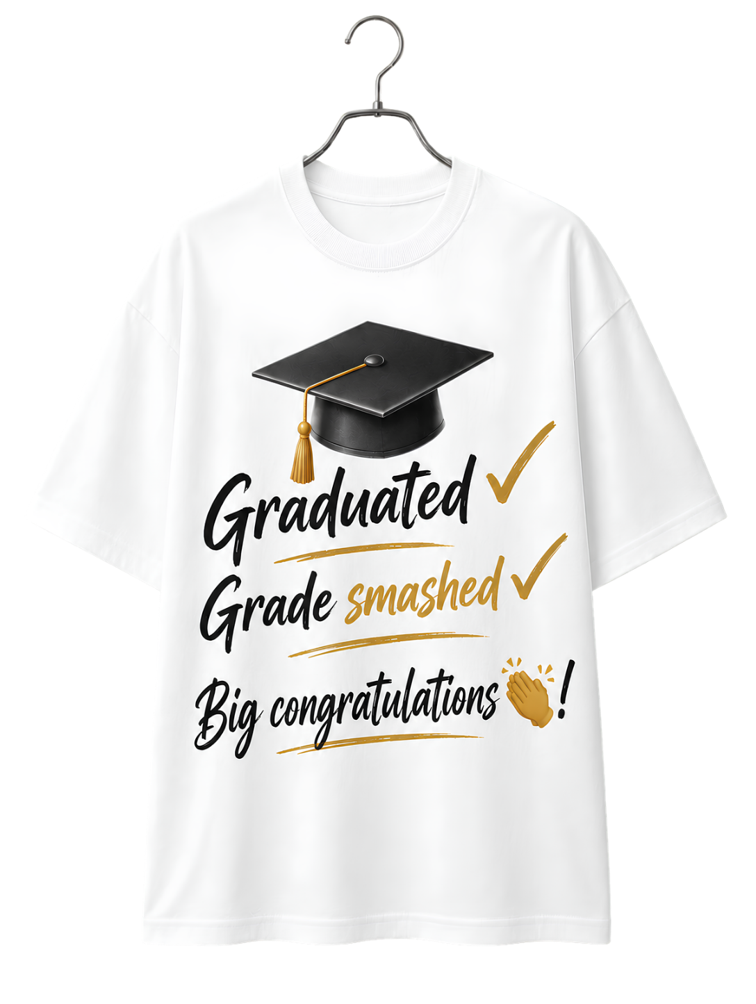 Graduation Cap & Congrats Tee — 'Congrats Graduate' Cotton T-Shirt