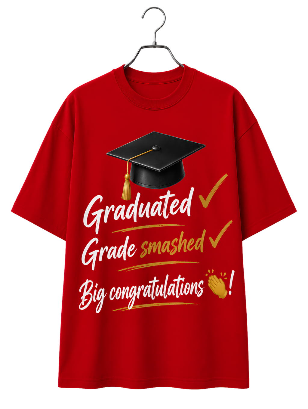 Graduation Cap & Congrats Tee — 'Congrats Graduate' Cotton T-Shirt
