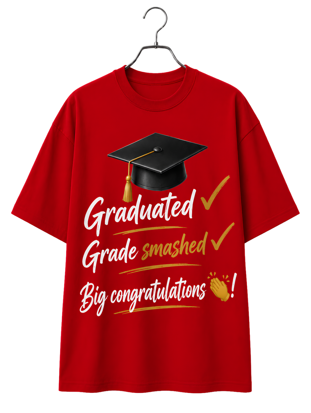 Graduation Cap & Congrats Tee — 'Congrats Graduate' Cotton T-Shirt