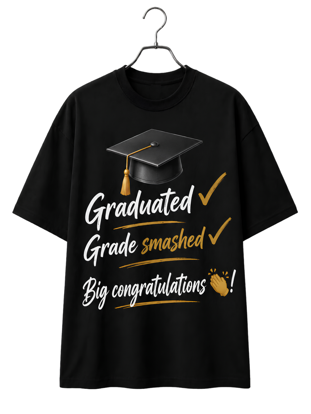 Graduation Cap & Congrats Tee — 'Congrats Graduate' Cotton T-Shirt