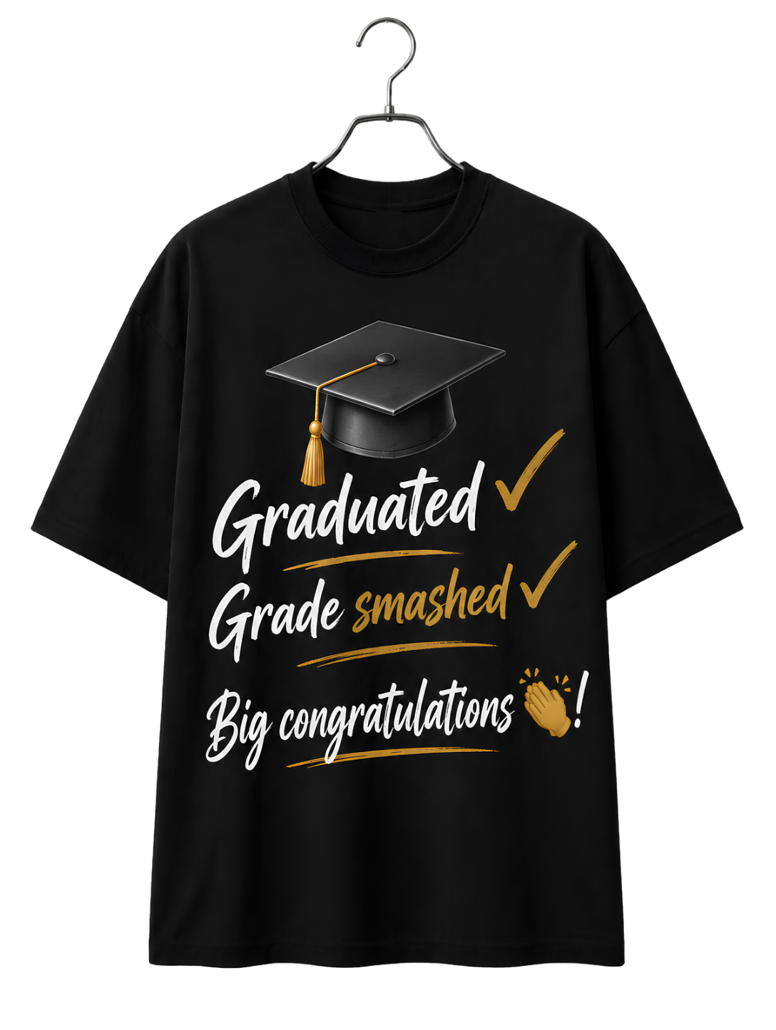 Graduation Cap & Congrats Tee — 'Congrats Graduate' Cotton T-Shirt