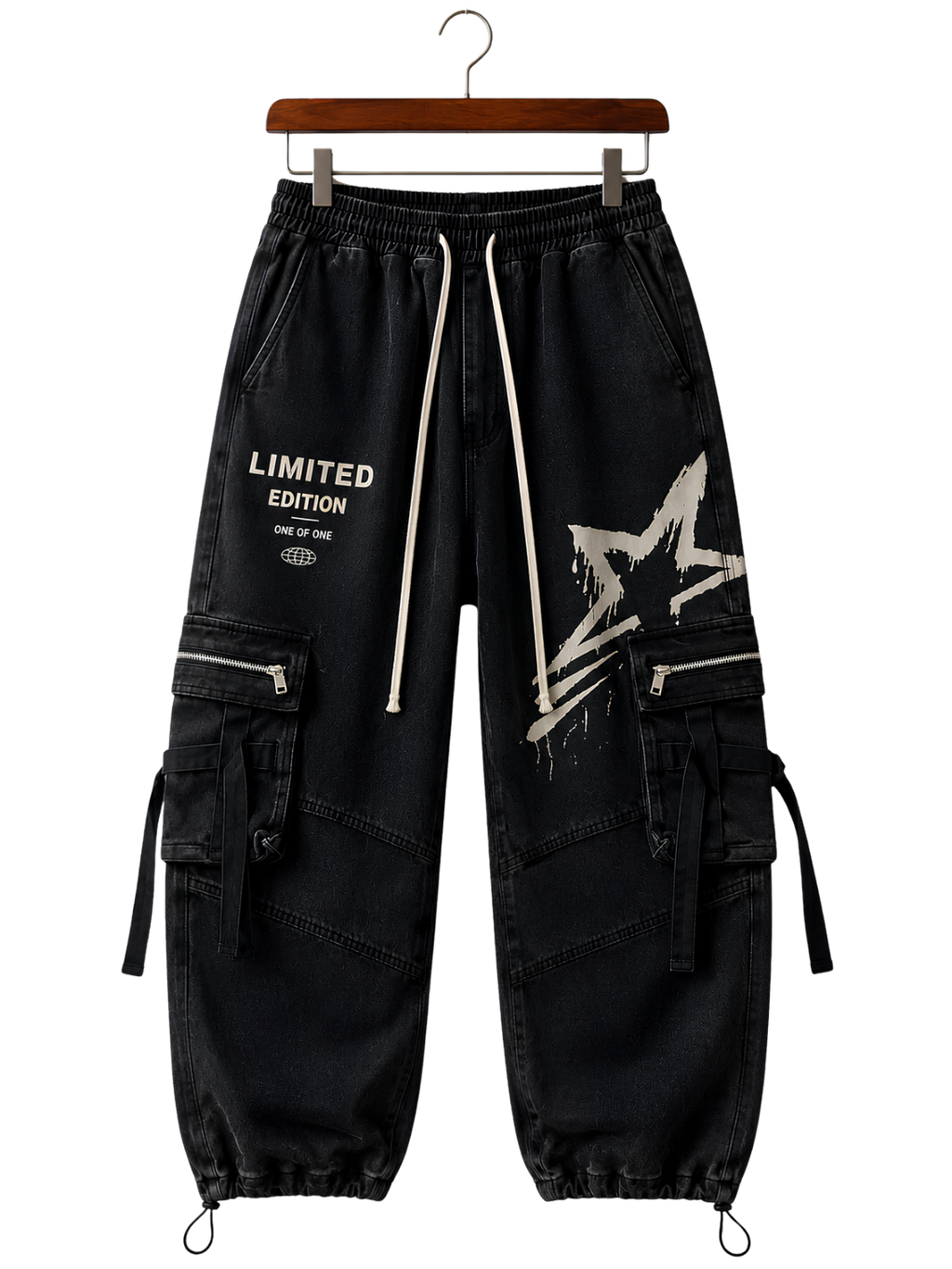 White Athletic Joggers — Minimal Side Graphic Casual Sweatpants