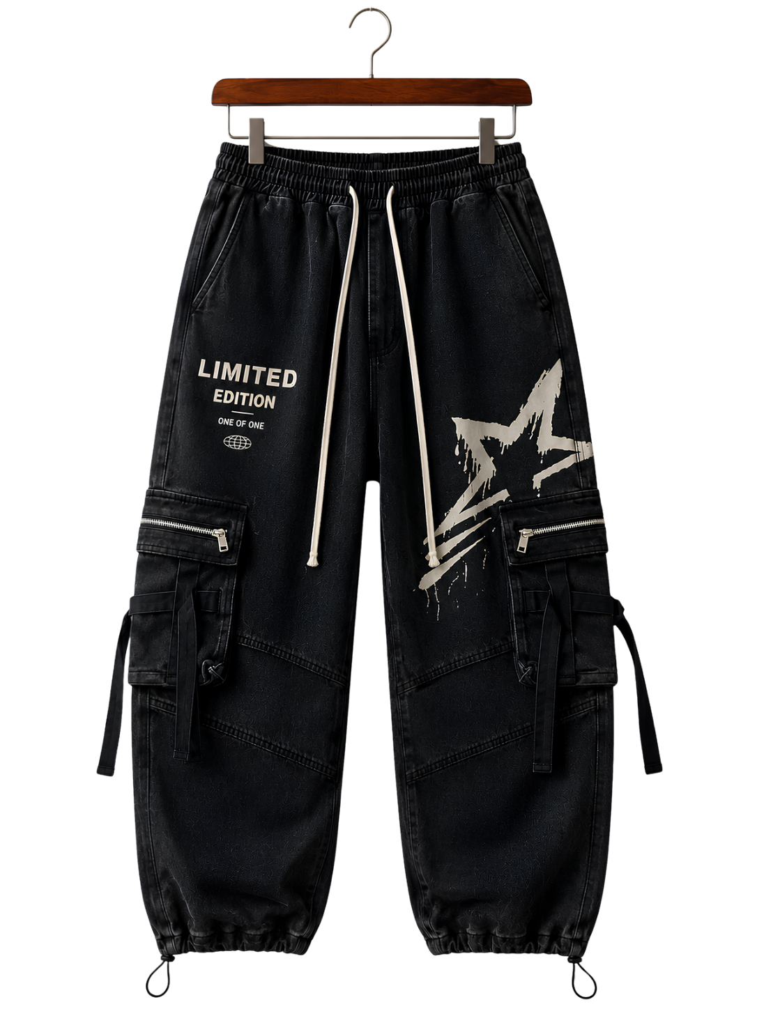 White Athletic Joggers — Minimal Side Graphic Casual Sweatpants