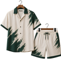 White Minimalist Swim Trunks with Subtle Palm Print