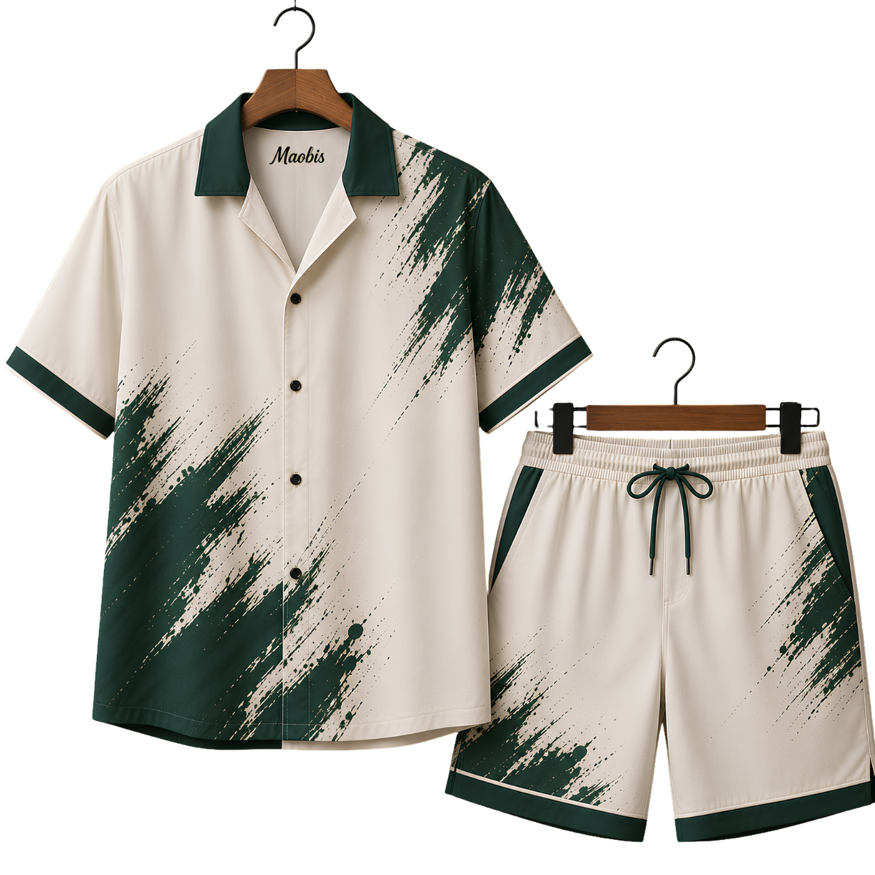 White Minimalist Swim Trunks with Subtle Palm Print