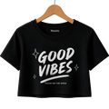 Good Vibes Crop Top — Women's Pink Graphic Summer Tee