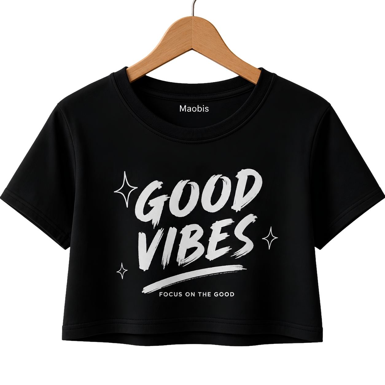Good Vibes Crop Top — Women's Pink Graphic Summer Tee