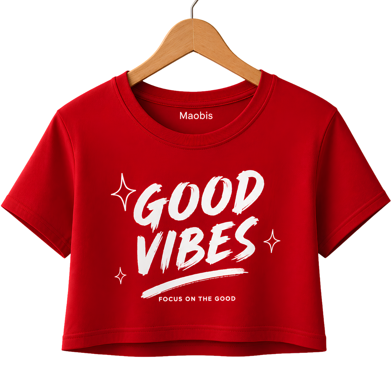 Good Vibes Crop Top — Women's Pink Graphic Summer Tee