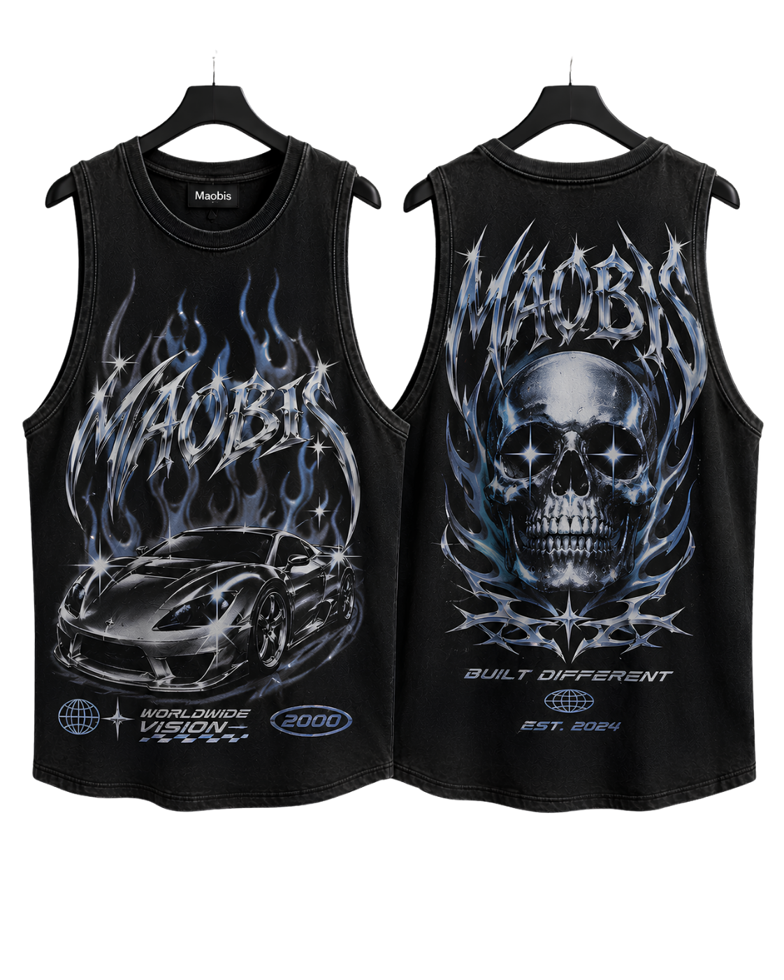 Stonewash Skull Tank Top — Vintage Skull Vest Graphic