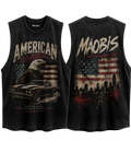 Vintage Black Muscle Tank with 'Morrs' Graphic – Stonewash Sleeveless Tee