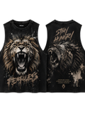 Stonewash Tank Top with Vintage Lion Graphic — Bold Urban Wildlife Tee