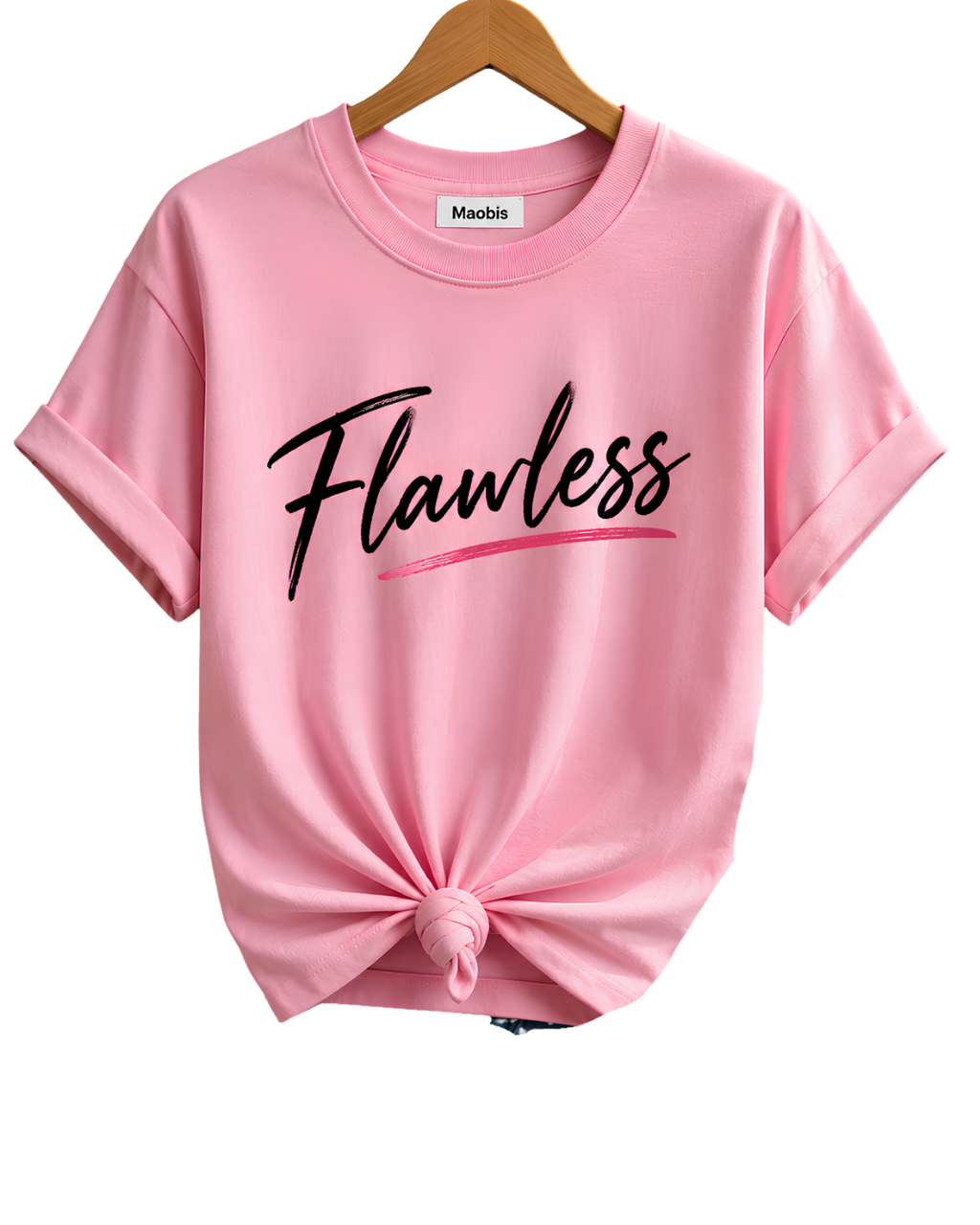 Flawless Script Women's Tee — Feminine Casual Cotton Shirt with 'Flawless' Design