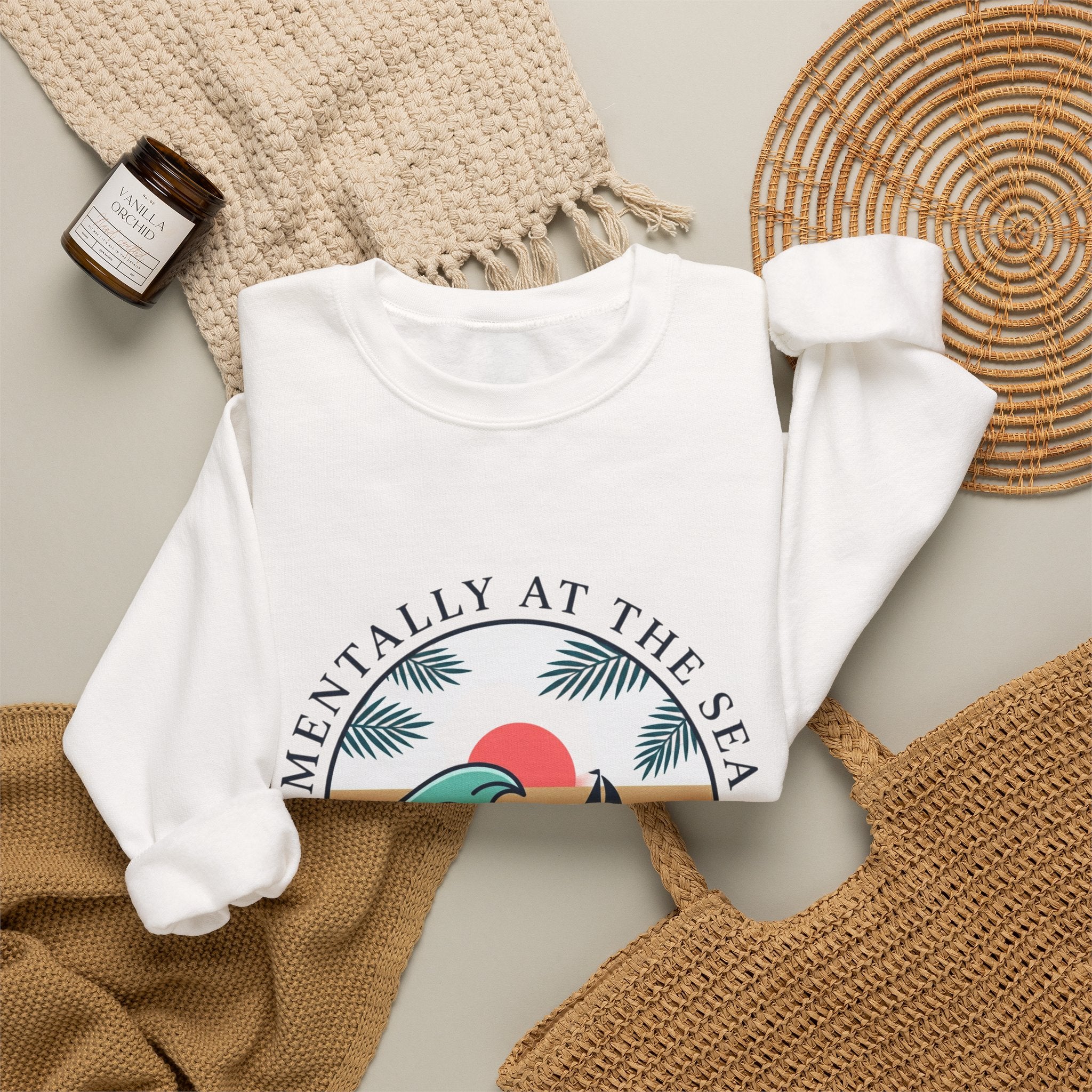 Mentally at the Sea Crewneck Sweatshirt | coastal aesthetic, sea breeze