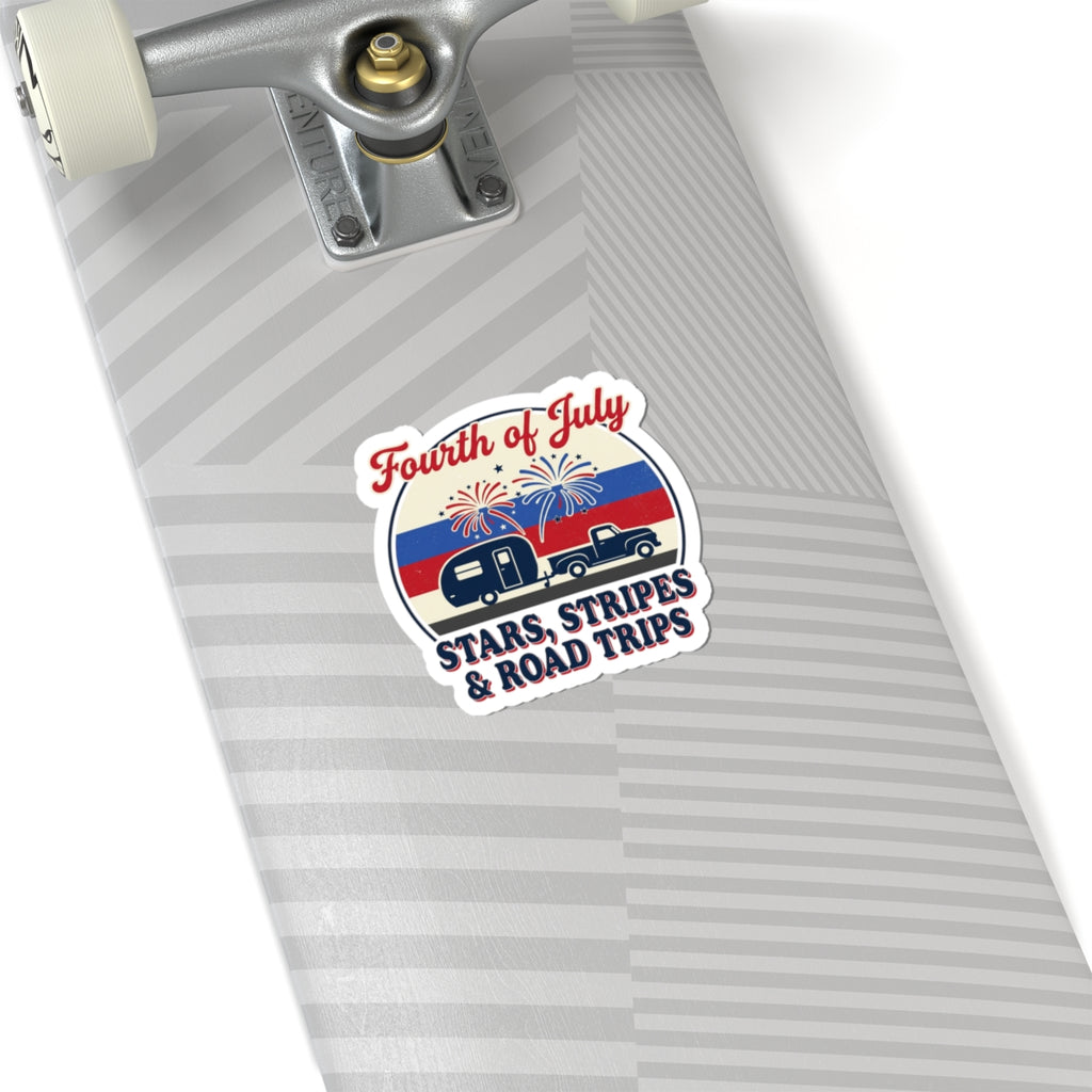 Fourth of July Road Trip Sticker | vintage Americana, red white blue
