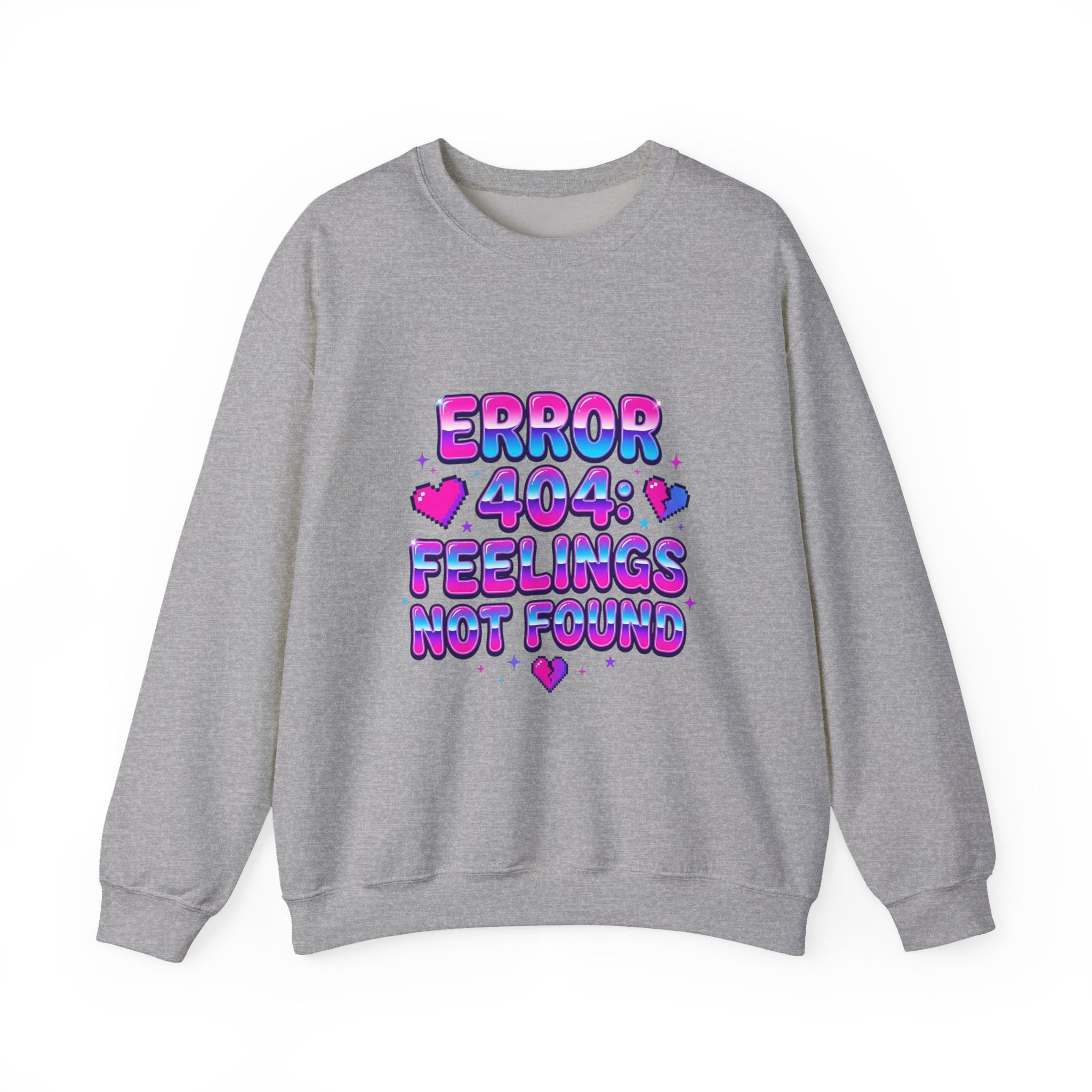 Error 404 Feelings Not Found Sweatshirt | Y2K slogan, bubblegum glitter style