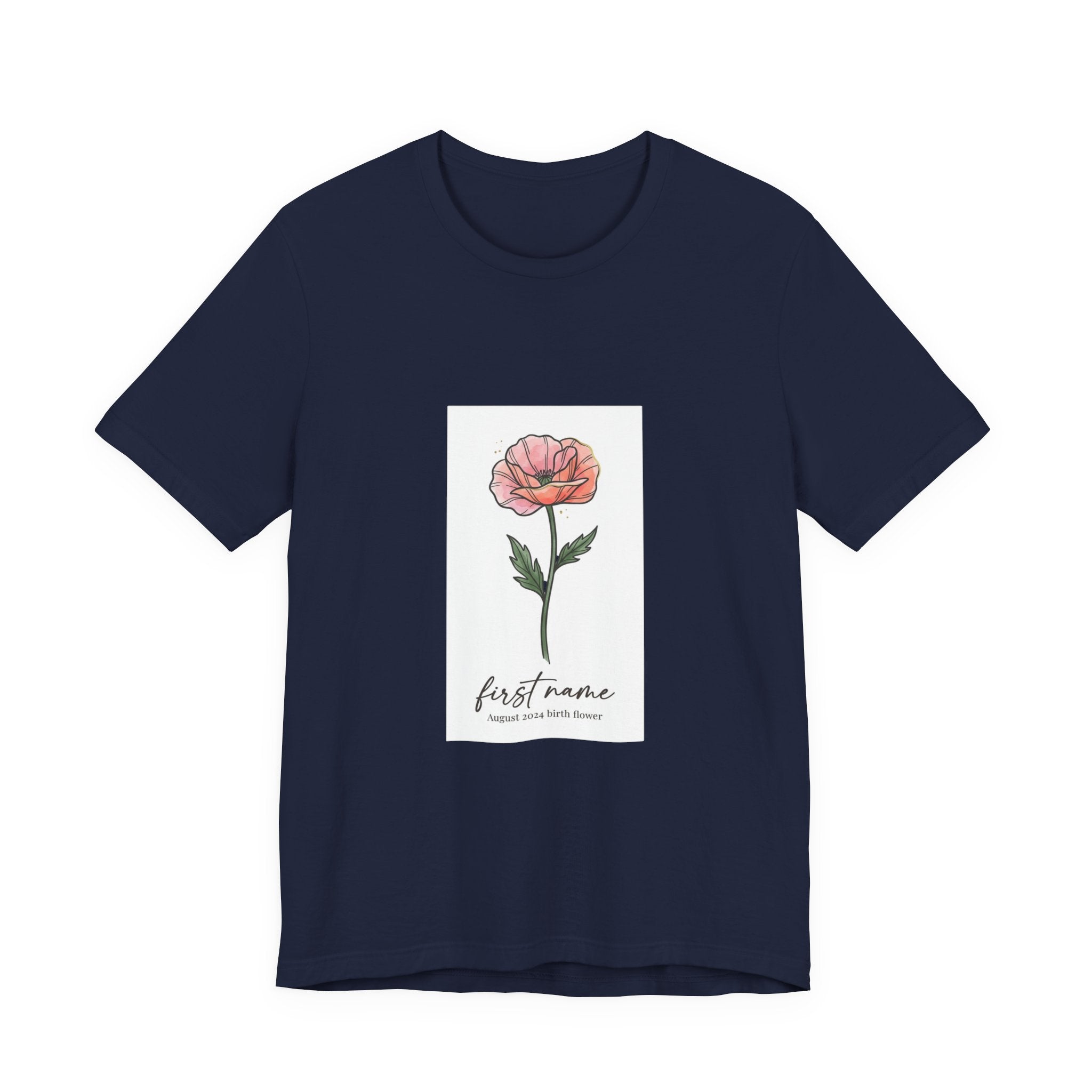 Birth Month Flower Tee | Personalized Botanical Watercolor, Custom Name
