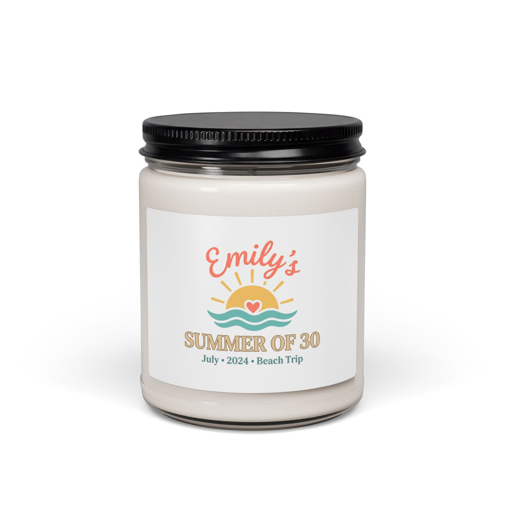 Personalized Summer of 30 Candle, Custom Age Beach Trip, Pastel Keepsake