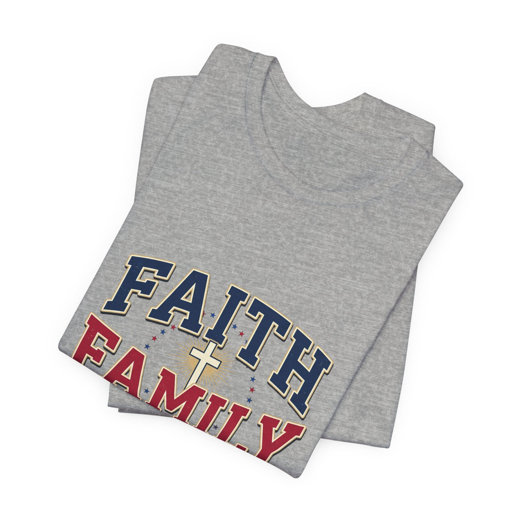 Faith Family Freedom Tee | Faith-based Patriotic July 4th, Vintage Americana